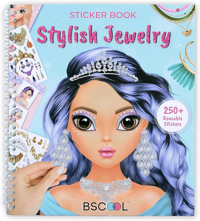 BSCOOL Sticker Stylish Dress up Jewelry. Sticker Activity Book for Kids. Learn Girls Fashion Design with Stickers and Guides for Kids 5 and up with 250+ Reusable Stickers. Christmas Gift for Girls