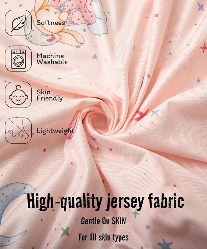 SDY Jersey Crib Sheets for Baby Girls,52”x28”x8,2 Pack,Pink Bunny Easter Day Style Standard Oval/Retangle Crib Mattress Sheets for Toddler,Super Soft Breathable