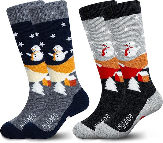 Hylaea Merino Wool Ski Socks Kids, Knee-high Warm Thermal Snowboard Skating Socks for Boys Girls Toddler