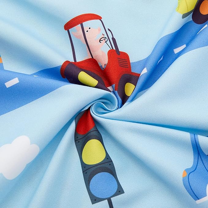 PINNKKU 4-Piece Toddler Bedding Set, Includes 1 Flat Sheet, 1 Fitted Sheet, 1 Comforter and 1 Reversible Pillowcase, Standard Toddler Comforter & Sheet Set, Ultra Soft Toddler Bed Set, Cars & Road