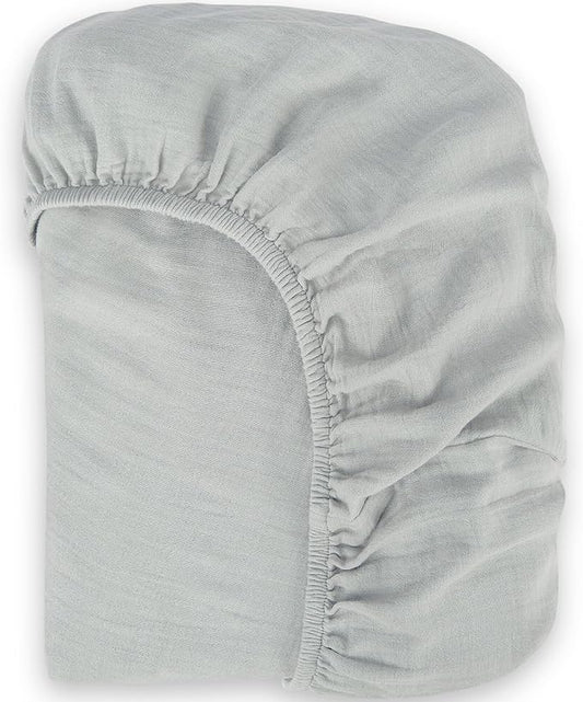 Bioweaves Organic Cotton Muslin Bassinet Sheet, GOTS Certified Extra Soft Fitted Sheet, Universal Fit for Oval Baby Bassinet Mattresses, 33" x 17", 4 Inch Pocket, Hint of Mint