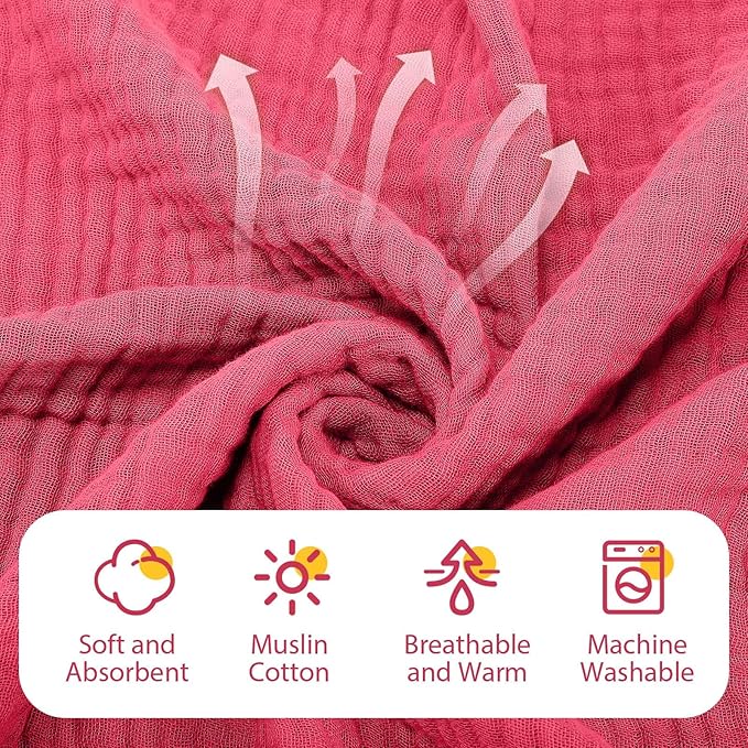 VitalCozy 8 Pcs Baby Muslin Hooded Bath Towels and Washcloths Muslin Cotton Hooded Baby Towels Absorbent Blankets for Gift Newborn Infant Shower (32 x 32 Inch,Bright Colors)