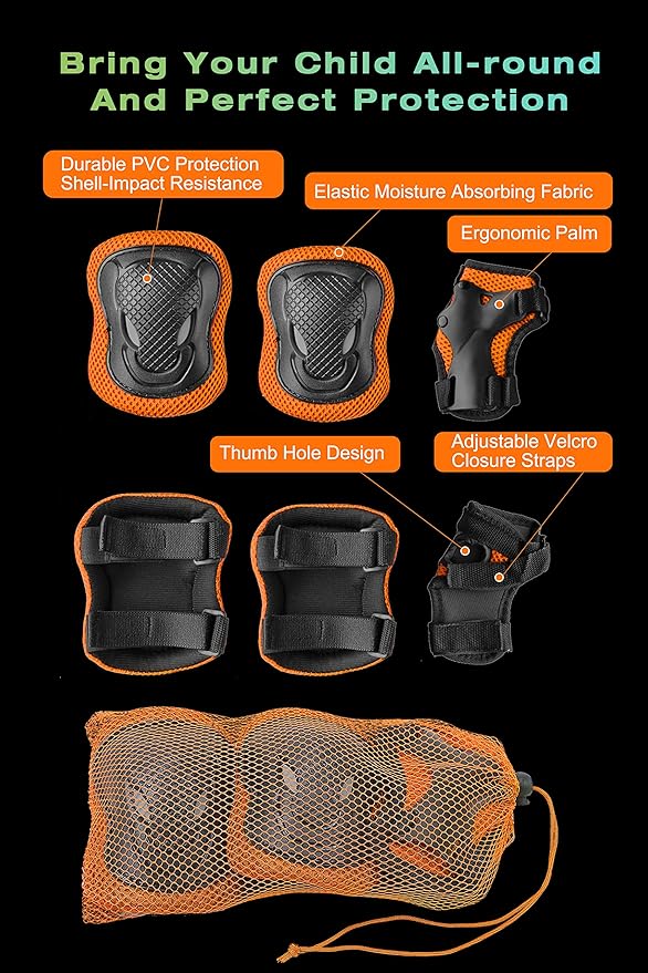 XJD Kids Bike Helmet,Multi-Sport Protective Gear Set for 3-5-8-14 Years Boys Girls with Knee and Elbow Pads Wrist Guards fit Roller Skates,Cycling,Skateboarding,Christmas Birthday Gifts for Kids