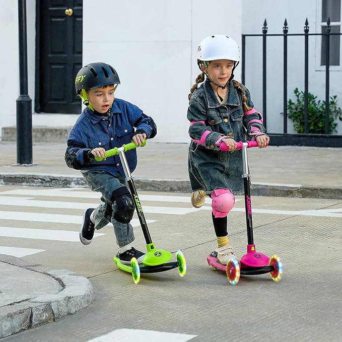 ZIFFY Multicolor 3 Wheel Scooter for Kids 3-5, Toddler Kick Scooters with LED Light-Up Wheels for Boys and Girls, 5 Adjustable Height and Lean-to-Steer Design, Support up to 110 lbs by JOVA