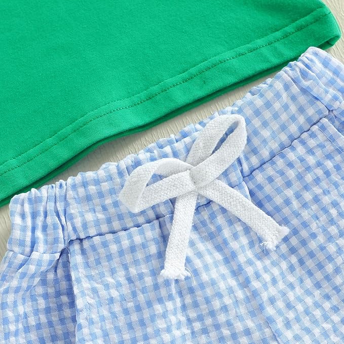Baby Boy St Patricks Day Outfit Clover Embroidery Short Sleeve T-shirt Tops Shorts Set Toddler Spring Summer Clothes