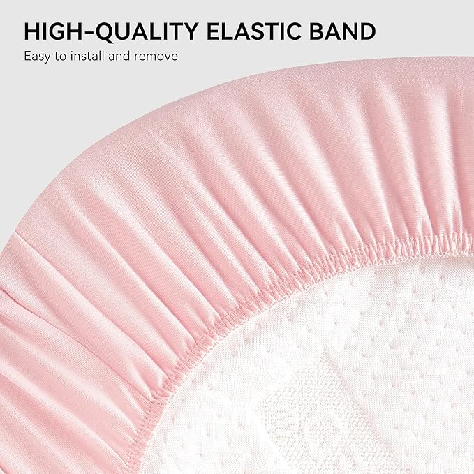 TILLYOU Baby Bassinet Sheets for Girls Boys, Fit for Hourglass Oval Rectangle Bassinet Mattress Sheets, 33”X16”, 2 Pack Swan Dance and Pink