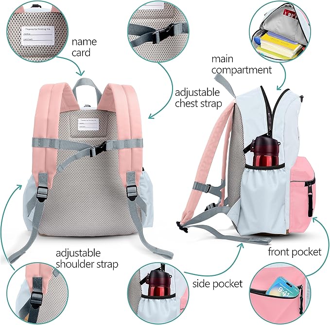 atgark Kids Backpack, 1.0L, Cotton Candy, Kindergarten Elementary School, Lightweight, Soft Shell, Zipper, Unisex, Little Kid, Nylon, 13"H Fit A4 Folder, Adjustable Straps