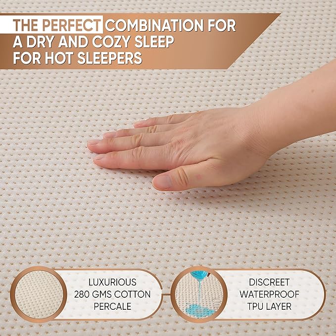 Deluxe Cooling Waterproof Organic Mattress Protector California King - Organic Cotton Percale Breathable Mattress Pad Cover - Naturally Cool for Hot Sleepers – Soft Natural Comfort