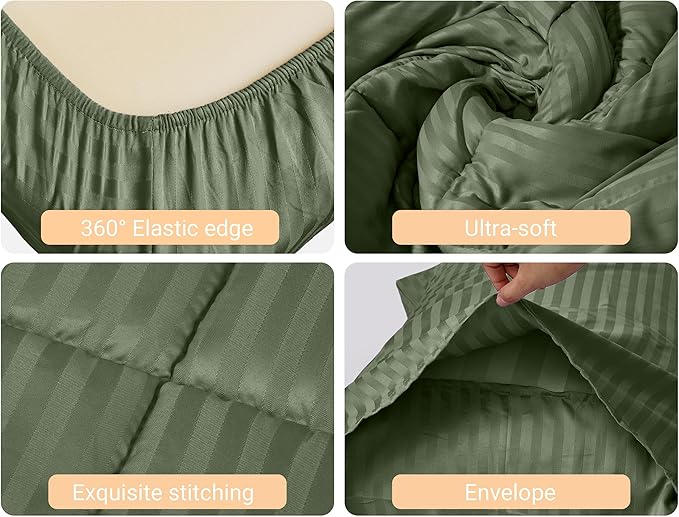 ZPECC Toddler Bedding Set - 4 Piece Hypoallergenic Baby Crib Bedding Set for Boys and Girls, Includes Toddler Comforter, Flat Sheet, Fitted Sheet and Pillowcase, Olive Green