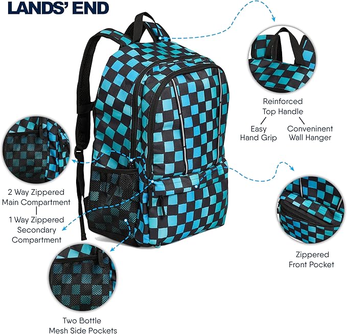 Lands' End Unisex Kids Large ClassMate Lightweight Durable Elementary School Backpack, Tundra