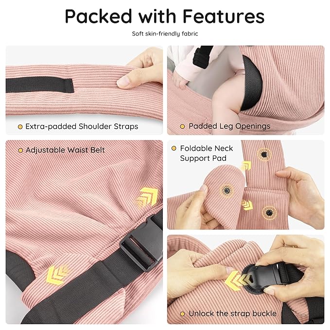 Baby Carrier Newborn to Toddler- Ergonomic,Cozy and Lightweight Infant Carrier for 7-40lbs,3 Carry Positions Newborn Carrier