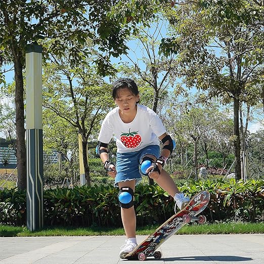 Kids/Youth Knee Pads Elbow Pads Wrist Guards 3 in1Protective Set, for 3-15 Years Child Roller Skates, Cycling, Inline Skating, Skateboard, BMX Bike, Balance Bike, Scooter Riding Sports