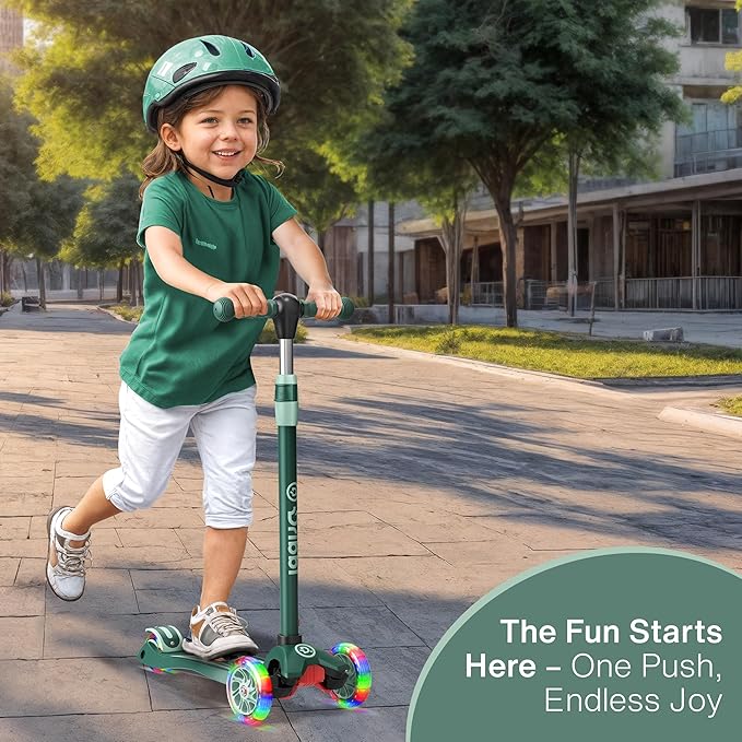 Dribbl 3-Wheel Kids Scooter - Lean-to-Steer Technology, Adjustable Height Handlebar, Wide Anti-Slip Deck, Scooter for Boys & Girls Ages 3+, Child Safety Approved, Support Riders Up to 165 lbs, Aqua
