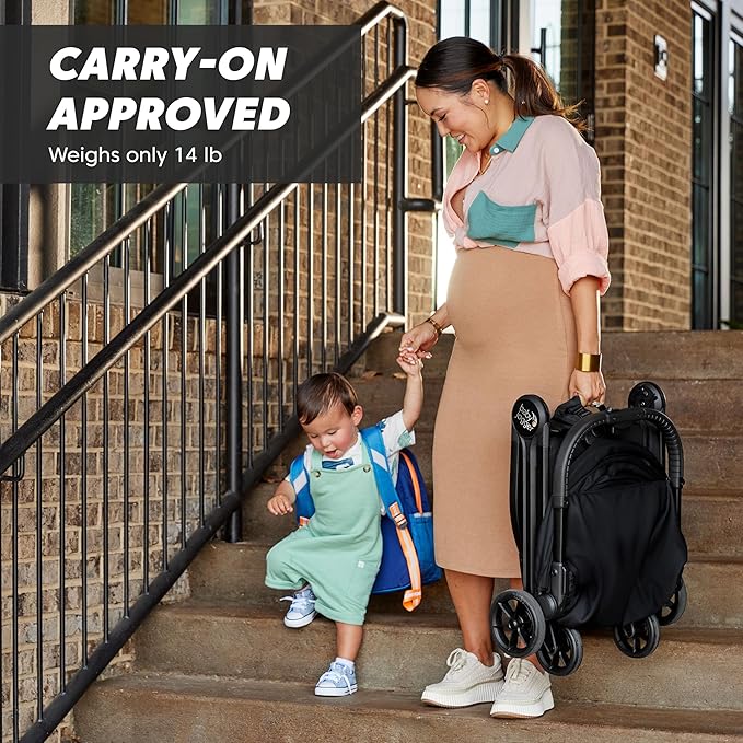 Baby Jogger City Tour 2 Ultra-Compact Carry-On Approved Travel Stroller in Eco Black with Belly-Bar Lightweight Easy Fold Ideal for Traveling and Everyday Adventures