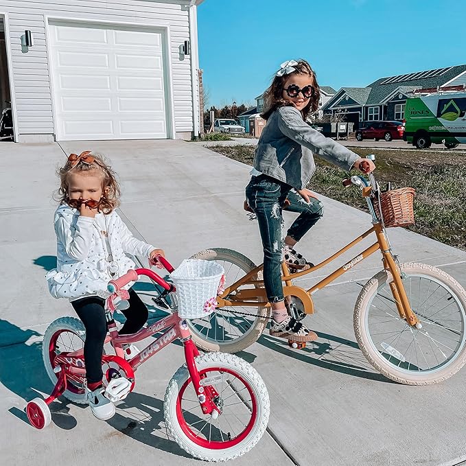 JOYSTAR Girls Bike for 2-12 Years Old Toddlers and Kids, 12" 14" 16" 18“ 20" Retro Style Kids Bike with Training Wheels, 18 20 Inch Children Bicycle with Kickstand