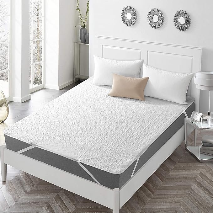 Twin Size Mattress Protector Cover Waterproof Quilted Fitted Soft Cotton Mattress Cover Pad Washable Mattress Bed Protector with Elastic Band