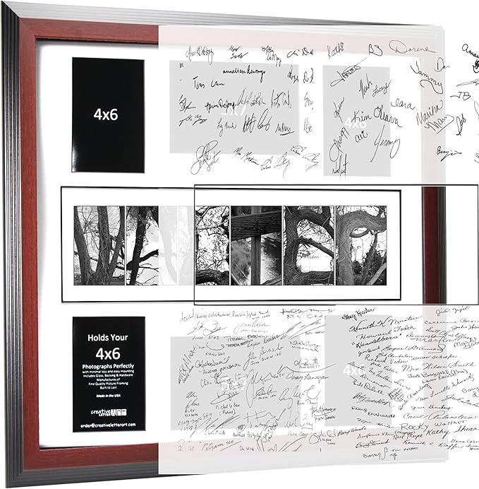 Creative Letter Art© Personalized 20 by 20 inch 6 Opening Framed Time Capsule Collage with Nature Related Alphabet Photograph Letters for Personalized Gift Book Registry including Signature Board - Holds 4 by 6 and 5 by 7 inch Photos