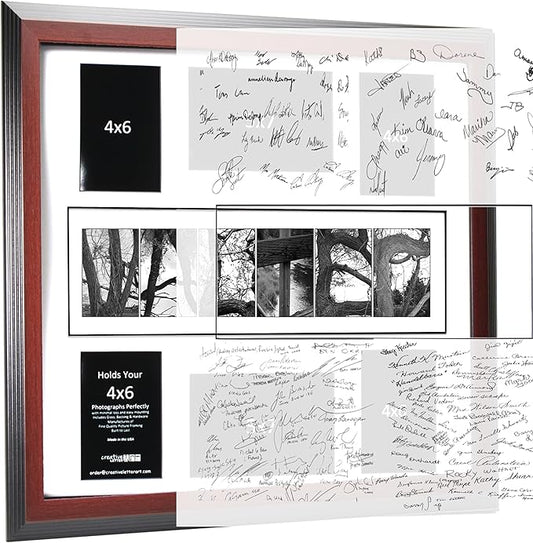 Creative Letter Art© Personalized 20 by 20 inch 6 Opening Framed Time Capsule Collage with Nature Related Alphabet Photograph Letters for Personalized Gift Book Registry including Signature Board - Holds 4 by 6 and 5 by 7 inch Photos