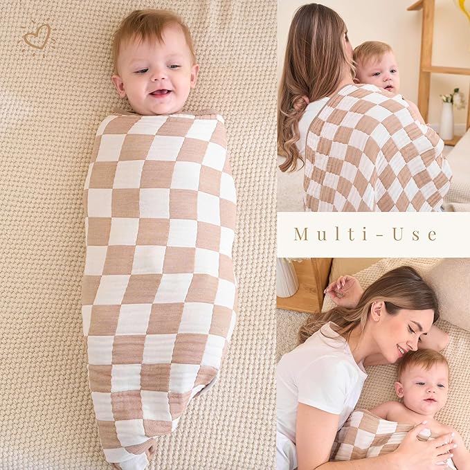 Muslin Baby Blanket 2-Pack – Gentle Touch, Always Within Reach, for Peace of Mind.