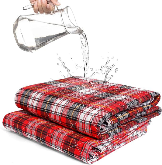 Bed Pads Washable Waterproof, Incontinence Bed Pads for Women and Men, Reusable Mattress Protector Underpads, Non-Slip, 36" x 34", Red Plaid, 2 Pack
