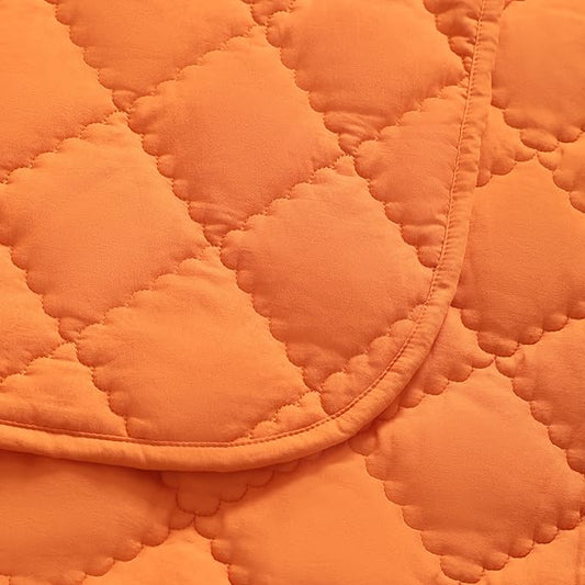 FLXXIE 4 Pieces Toddler Bedding Set, Soft and Breathable Microfiber Crib Sheet Set, Includes Quilted Comforter, Flat Top Sheet, Fitted Sheet, Envelope Pillow Case for Boys and Girls, Orange