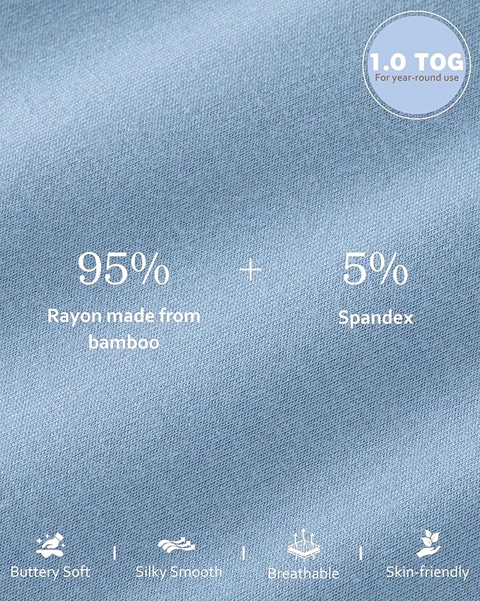 Rayon Made from Bamboo Baby Sleep Sack 18-24 Months, 1.0 Tog Baby Wearable Blanket, Soft Sleeping Bag for Infant Toddler Babies with 2-Way Zipper 2 Pack (X-Large) Blue Whale