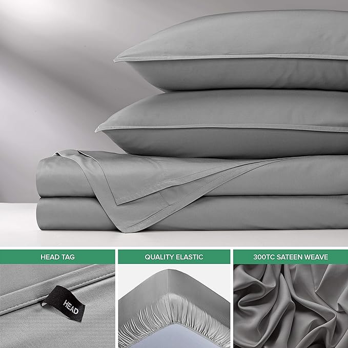 Pure Bamboo Short Queen Sheets for RV Camper (60"x75") - Genuine 100% Organic Viscose Derived from Bamboo Bed Sheet Set, Soft & Cooling, 2 Year Quality Promise (Short Queen, Stone Grey)