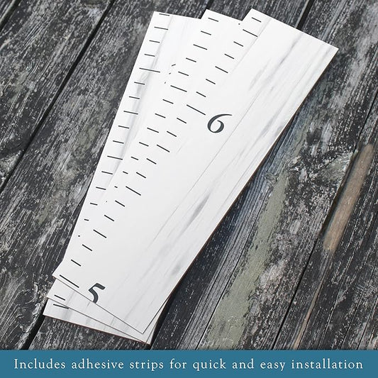 Farmhouse Style Wooden Kids Growth Chart Ruler for Boys and Girls (Weathered White - BMK)