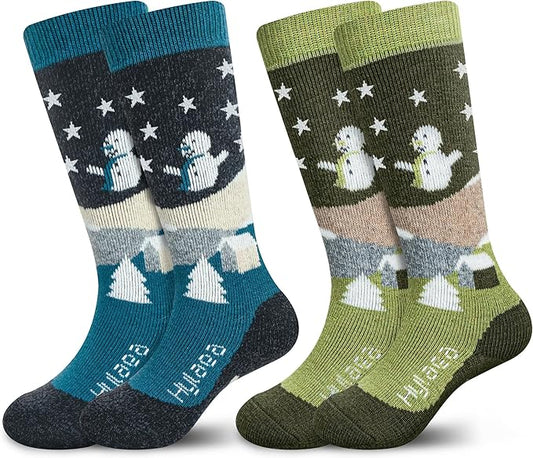 Hylaea Merino Wool Ski Socks Kids, Knee-high Warm Thermal Snowboard Skating Socks for Boys Girls Toddler