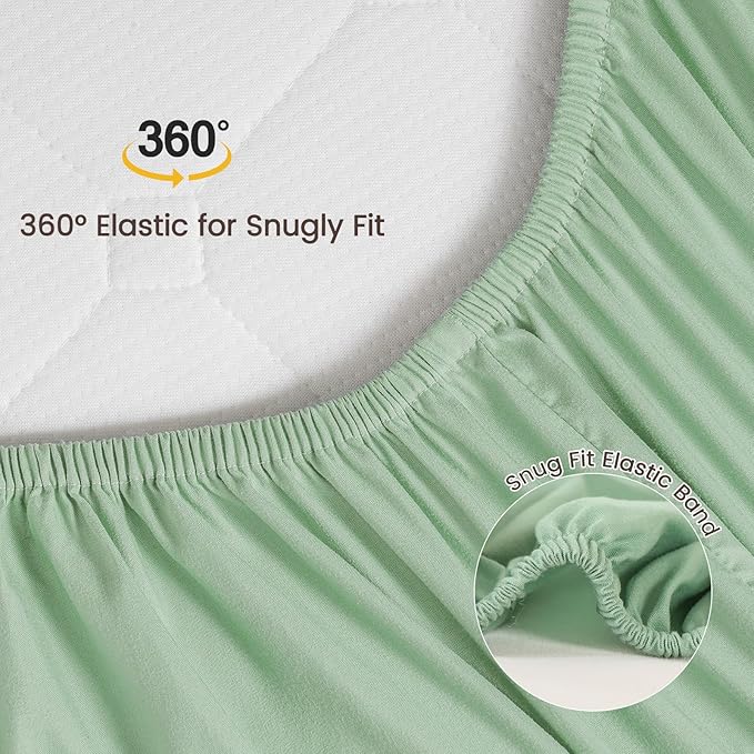 david's kids Waterproof Crib Sheets Fitted 2 Pack, Ultra Soft Breathable Crib Mattress Protector for Boys Girls Neutral, Fit Standard Crib Mattress and Toddler Mattresses, Navy Blue & Sage Green