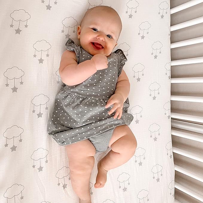 Newton Baby Fitted Crib Sheet (2-Pack) - Ultra Breathable and Soft, Organic Cotton, Fits All Standard Cribs, Wishing on a Star White