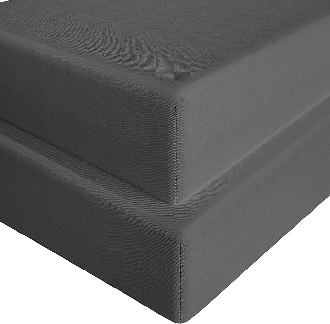 FLXXIE 2 Pack Microfiber Fitted Crib Sheets, Super Soft and Cozy Toddler Fitted Sheets for Standard Crib and Toddler Mattresses, 28x52, Dark Grey
