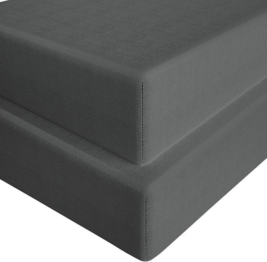 FLXXIE 2 Pack Microfiber Fitted Crib Sheets, Super Soft and Cozy Toddler Fitted Sheets for Standard Crib and Toddler Mattresses, 28x52, Dark Grey