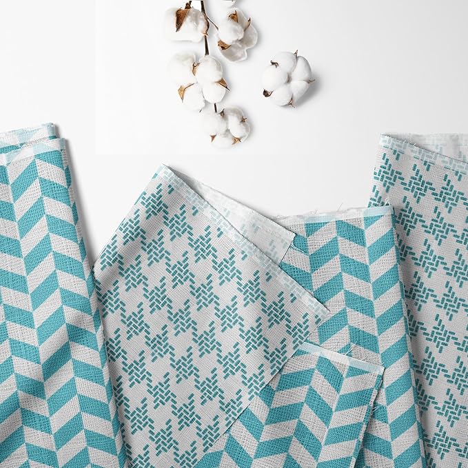 Bacati - Houndstooth/Herringbone 100% Cotton Muslin 4 Piece Neutral Toddler Bedding Set for US Standard Crib/Toddler Beds (Aqua)