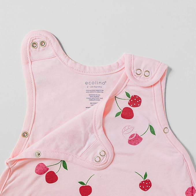 Ecolino Organic Cotton Baby Sleep Sack - 2-Way Zipper Baby Wearable Blanket - Toddler Sleeping Bag Sack - 2-4 Years - Cherry