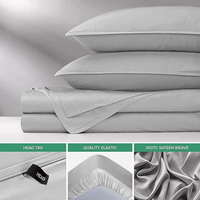 Pure Bamboo Twin Sheets, Genuine 100% Organic Viscose Derived from Bamboo Bed Sheet Set, Luxuriously Soft & Cooling, Double Stitching, 2 Year Quality Promise (Twin, Silver Pearl)