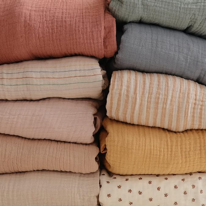 mushie Extra Soft Muslin Fitted MINI Crib Sheet | 24"x 38" (Fog)
