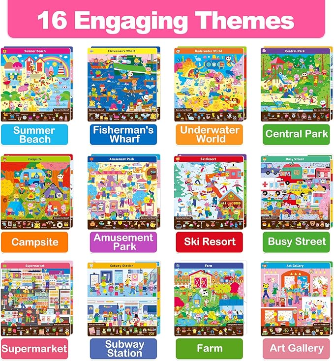 Search and Find Educational Game for Kids 3, 4, 5, 6 Year Olds - Reusable Preschool Learning Activities, Art & Craft Toys | Builds Vocabulary, Gifts for Toddlers, Girls and Boys