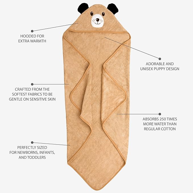 MINIBOO Hooded Baby Towels for Newborn & Toddler - Super Soft Baby Bath Towels with Hood, Highly Absorbent Viscose Made from Bamboo Hooded Towel for Boys, Girls, Newborn Essentials.