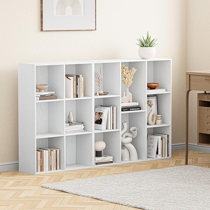 Jpiziso 6 Cube Storage Organizer, Wooden Cube Shelves with Closed Back Panel, Reversible Bookcase, Cubes Closet Organizer for Home, Living Room, Kids Room, Office, Bedroom, Study, Hallway