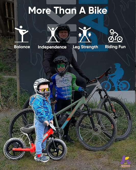 KRIDDO Toddler Balance Bike 2 Year Old, Age 18 Months to 5 Years Old, 12 Inch Push Bicycle with Customize Plate (3 Sets of Stickers Included), Steady Balancing, Gift Bike for 2-3 Boys Girls, Red