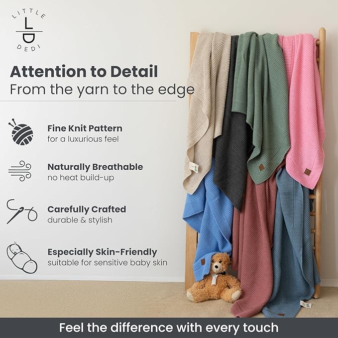 Baby Soft Knitted Blanket - Soft & Breathable - Oeko-Tex Certified - Lightweight & Cuddly - Perfect for Newborns, Toddlers, Cot, Pram & Baby Room (Graphite)