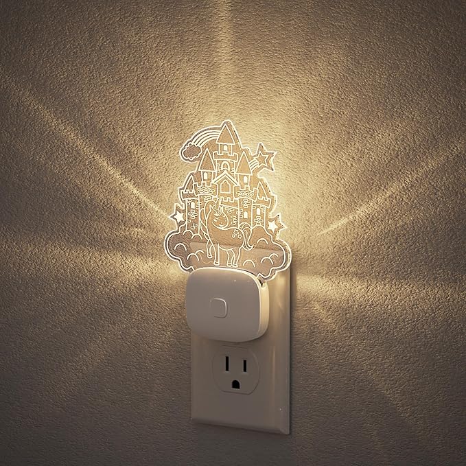 JandCase Castle Kids Night Light, 10 Color Changing, Dusk to Dawn Sensor, Acrylic RGB Nightlight for Kids Girls Bedroom, Gifts for Girls