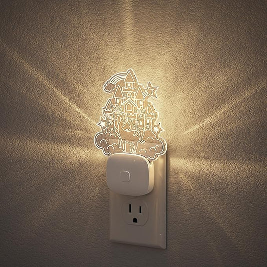 JandCase Castle Kids Night Light, 10 Color Changing, Dusk to Dawn Sensor, Acrylic RGB Nightlight for Kids Girls Bedroom, Gifts for Girls