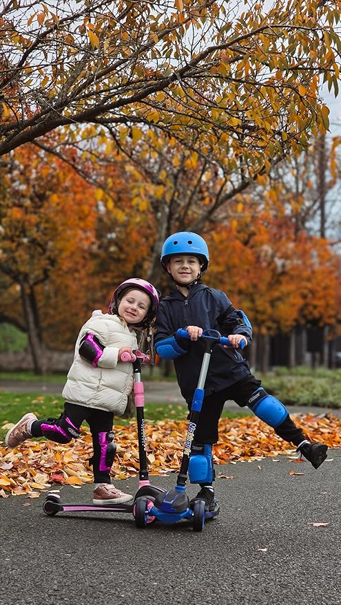Nattork Kids Scooter for Age 3-8, Toddler Scooter with 4 Adjustable Height for Boys & Girls, Light Up 3-Wheels Foldable Kick Scooter, Lean to Steer, 120LB Weight Capacity