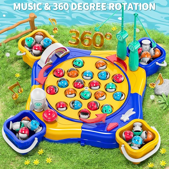 Magnetic Fishing Game for Kids Toddlers 3-5, 70 pcs Fishing Toys for Kids Toddlers 3-5, Fishing Table Toys Board Game Birthday Gifts for 3 4 5 6 7 8 Years Old Toddler Kid