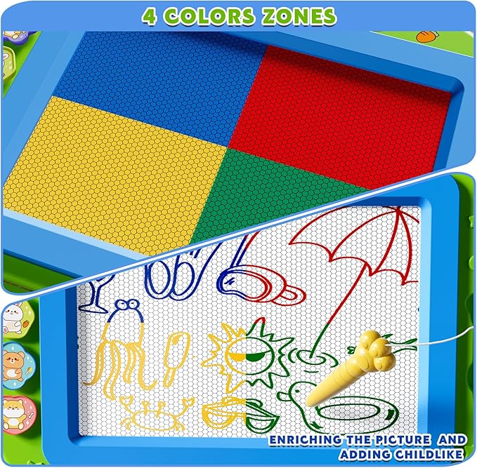 Large Magnetic Drawing Board 13 × 17 in Doodle Board Toddler Toys for Girls Boys 3 4 5 6 7 Year Old Kids, Preschool Educational Travel Toys Gifts Etch A Colorful Sketch Magnet Erasable Writing Pad