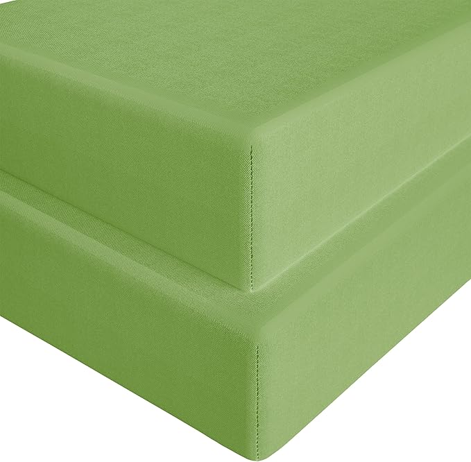 FLXXIE 2 Pack Microfiber Fitted Crib Sheets, Super Soft and Cozy Toddler Fitted Sheets for Standard Crib and Toddler Mattresses, 28x52, Sage Green