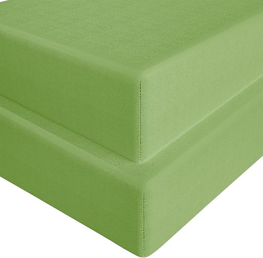 FLXXIE 2 Pack Microfiber Fitted Crib Sheets, Super Soft and Cozy Toddler Fitted Sheets for Standard Crib and Toddler Mattresses, 28x52, Sage Green