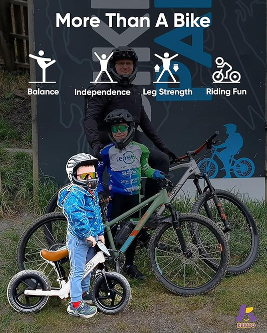 KRIDDO Toddler Balance Bike 2 Year Old, Age 24 Months to 5 Years Old, 12 Inch Push Bicycle with Customize Plate (3 Sets of Stickers Included), Gift Bike for 2-3 Boys Girls, White